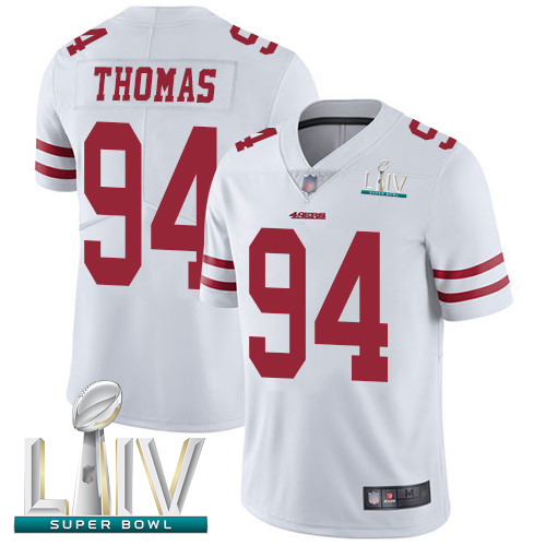 Personalized 49ers #94 Solomon Thomas White Super Bowl LIV Bound Men’s Stitched Football Untouchable Limited Jersey