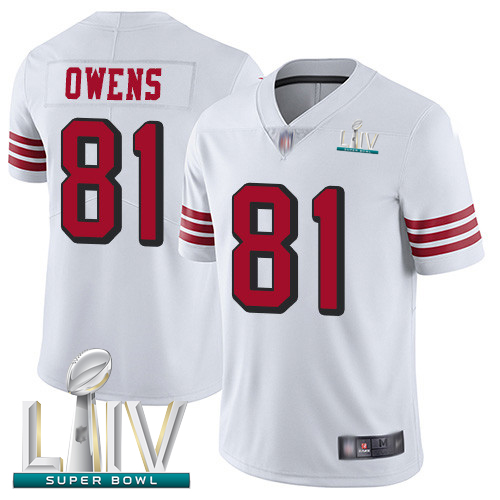 Personalized 49ers #81 Terrell Owens White Rush Super Bowl LIV Bound Men’s Stitched Football Untouchable Limited Jersey