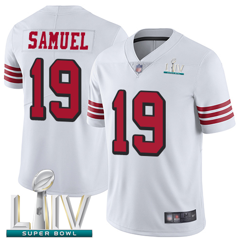Personalized 49ers #19 Deebo Samuel White Rush Super Bowl LIV Bound Youth Stitched Football Untouchable Limited Jersey