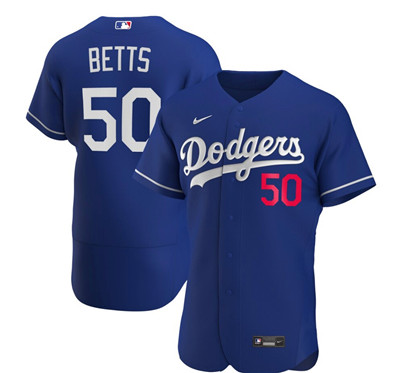 Personalized Dodgers #50 Mookie Betts blue Jersey