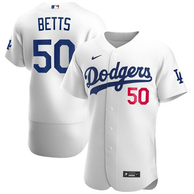 Personalized Dodgers #50 Mookie Betts White Jersey