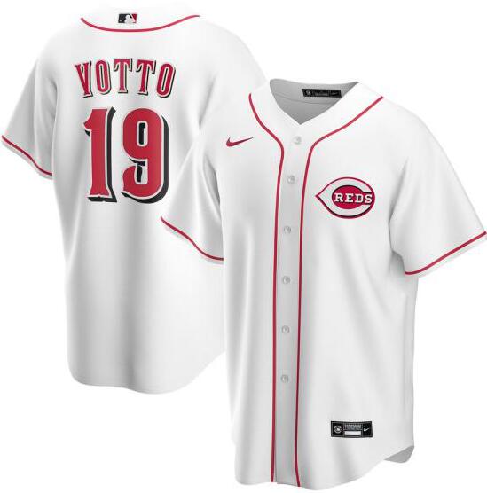 Personalized Reds 19 Joey Votto White 2020 Cool Base Jersey
