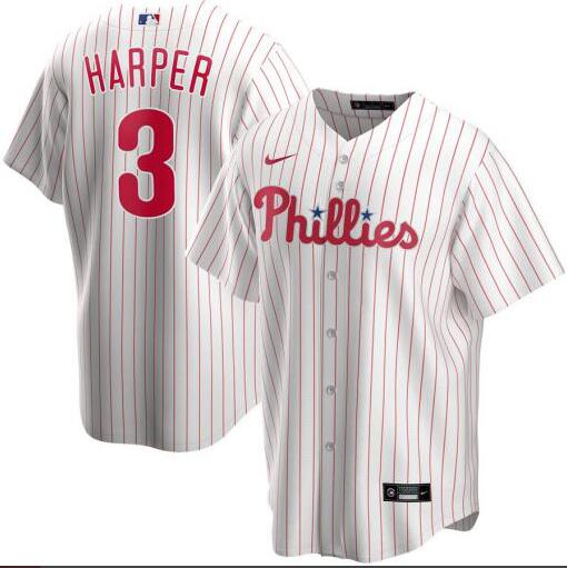 Personalized Phillies 3 Bryce Harper White 2020 Cool Base Jersey