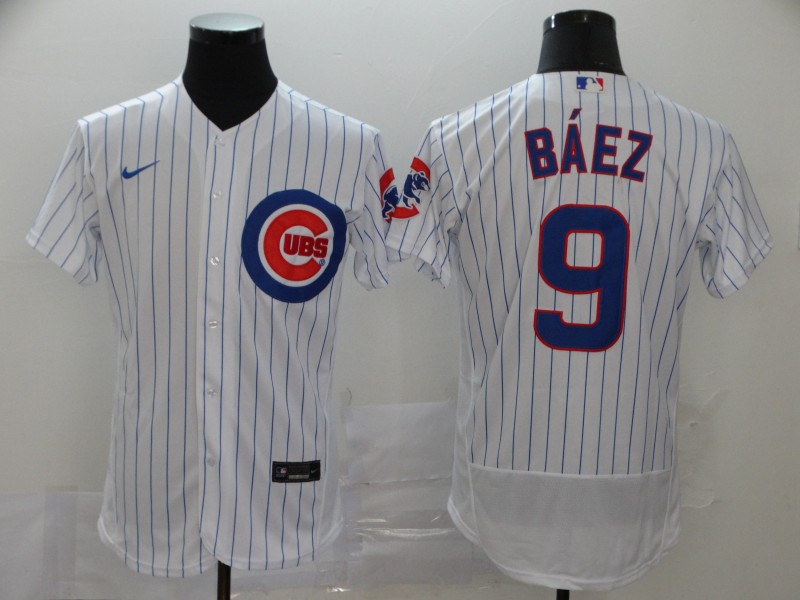 Personalized Cubs 9 Javier Baez White 2020 Flexbase Jersey