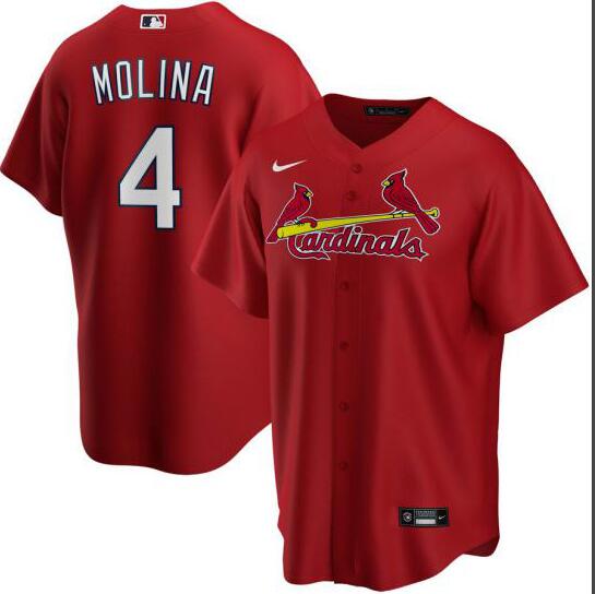 Personalized Cardinals 4 Yadier Molina Red 2020 Cool Base Jersey