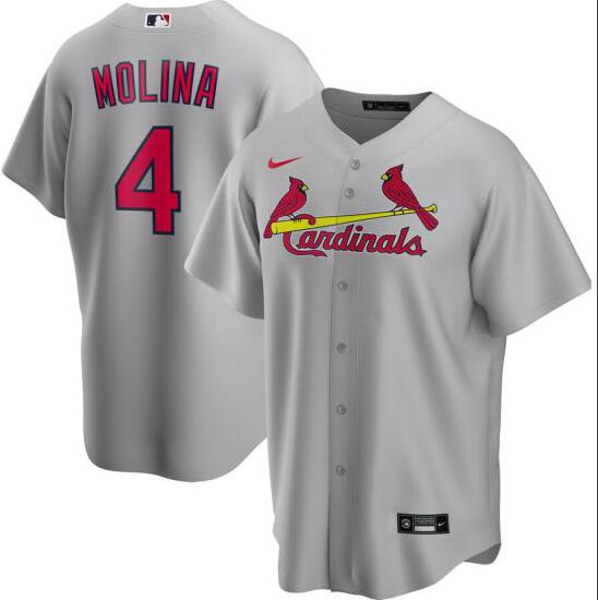 Personalized Cardinals 4 Yadier Molina Gray 2020 Cool Base Jersey