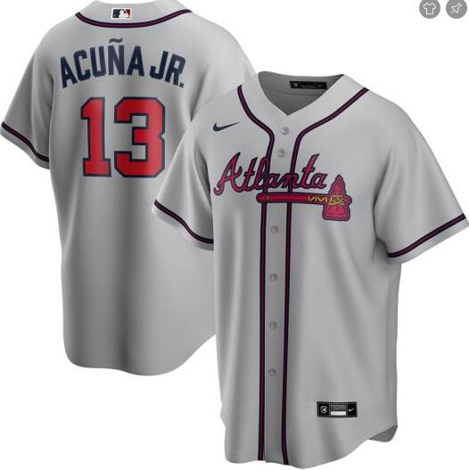 Personalized Braves 13 Ronald Acuna Jr. Gray 2020 Cool Base Jersey