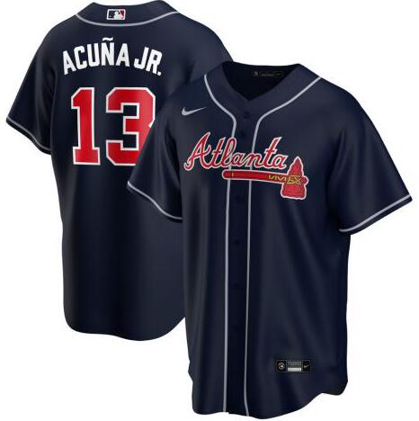 Personalized Braves 13 Ronald Acuna Jr. Navy 2020 Cool Base Jersey