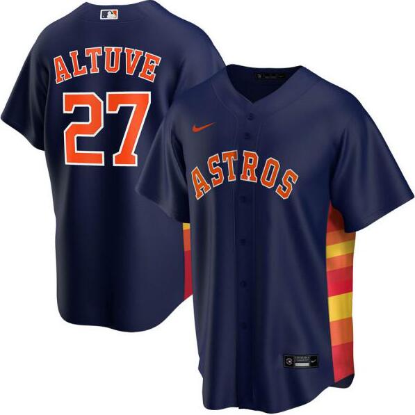 Personalized Astros 27 Jose Altuve Navy 2020 Cool Base Jersey