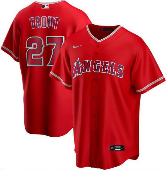 Personalized Angels 27 Mike Trout Red 2020 Cool Base Jersey