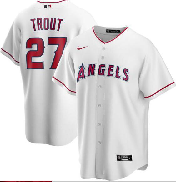 Personalized Angels 27 Mike Trout White 2020 Cool Base Jersey