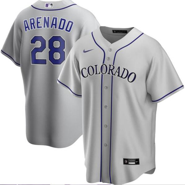 Personalized Rockies 28 Nolan Arenado Gray 2020 Cool Base Jersey