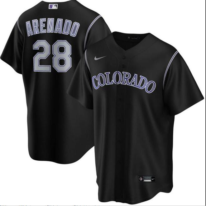Personalized Rockies 28 Nolan Arenado Black 2020 Cool Base Jersey