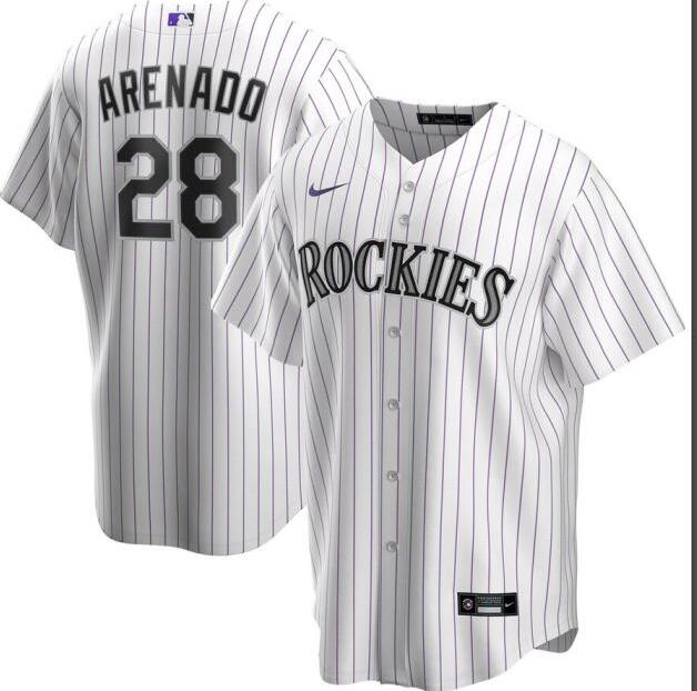 Personalized Rockies 28 Nolan Arenado White 2020 Cool Base Jersey