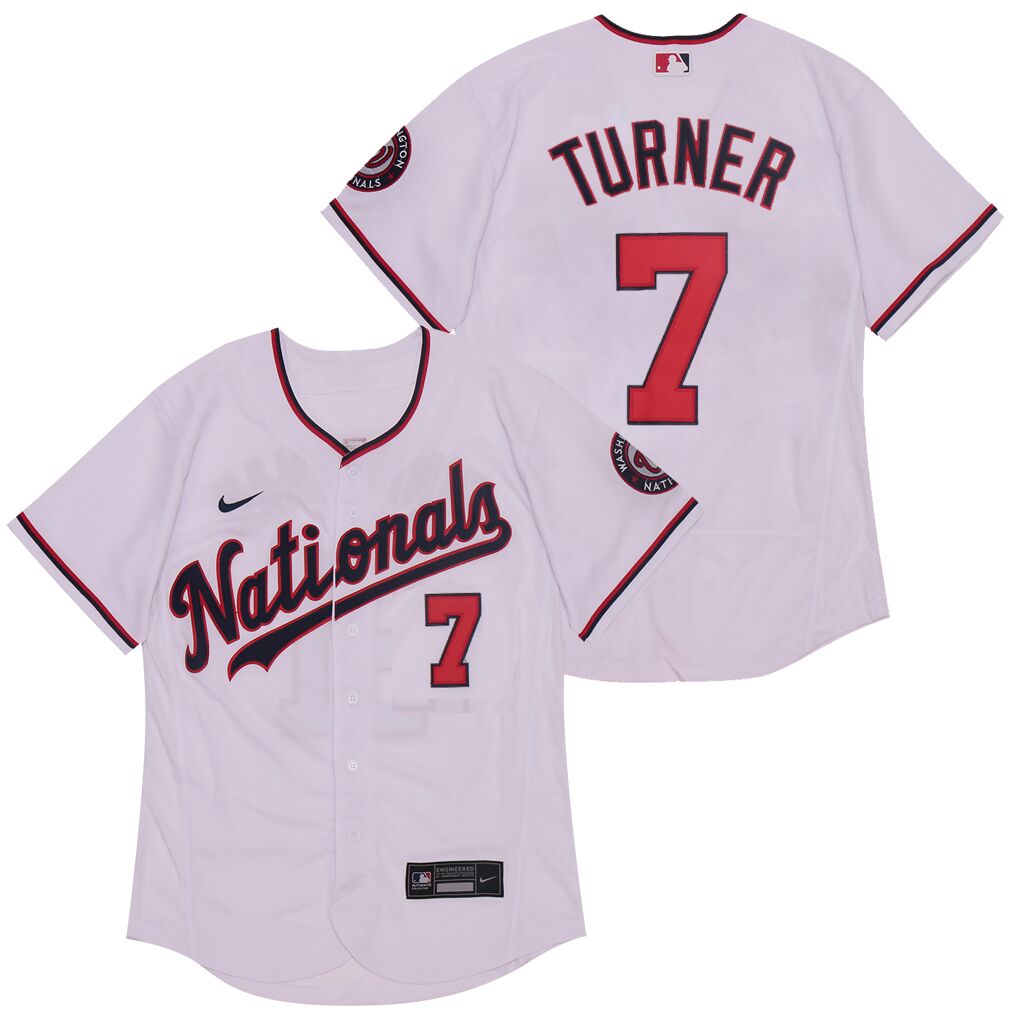 Personalized Nationals 7 Trea Turner White 2020 Flexbase Jersey