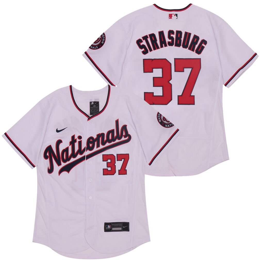 Personalized Nationals 37 Stephen Strasburg White 2020 Flexbase Jersey