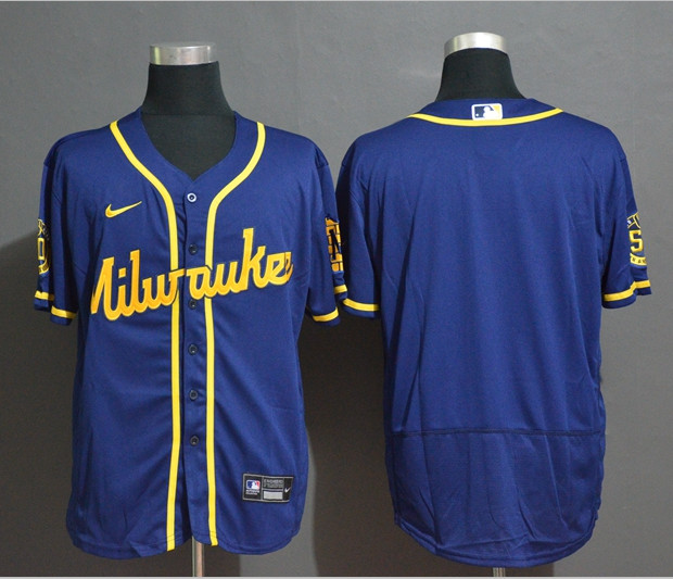 Personalized Brewers Blank Royal 2020 Flexbase Jerseys