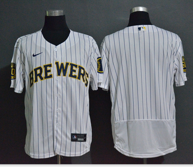 Personalized Brewers Blank White 2020 Flexbase Jerseys