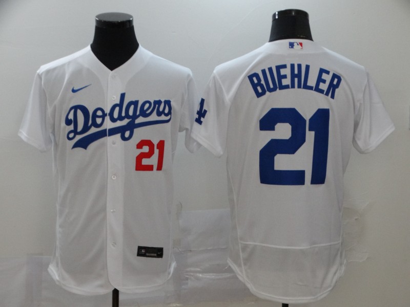 Personalized Dodgers 21 Walker Buehler White 2020 Flexbase Jersey