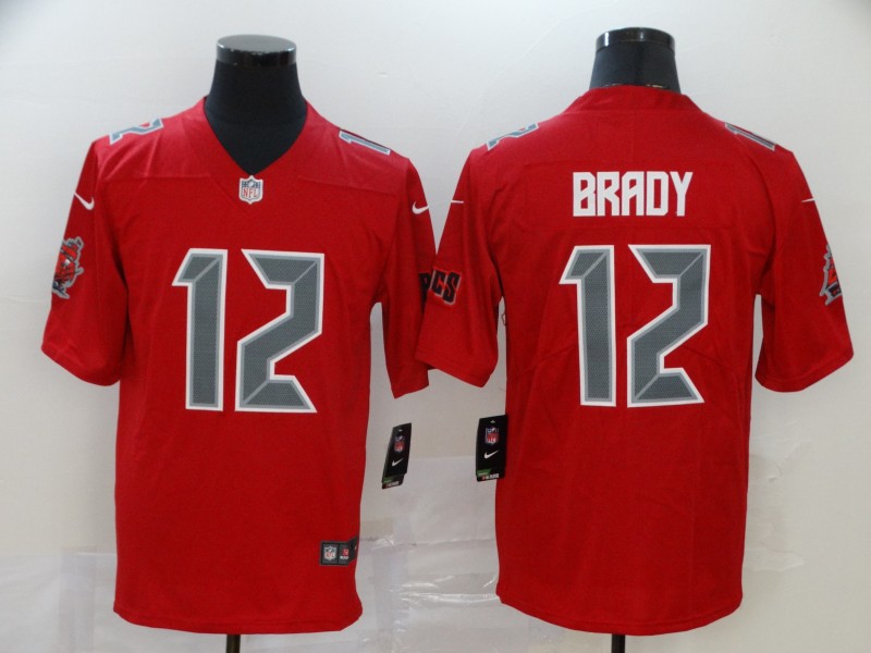 Personalized Buccaneers 12 Tom Brady Red Color Rush Limited Jersey