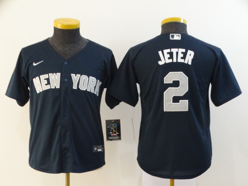 Personalized Youth Yankees 2 Derek Jeter Navy Youth 2020 Cool Base Jersey