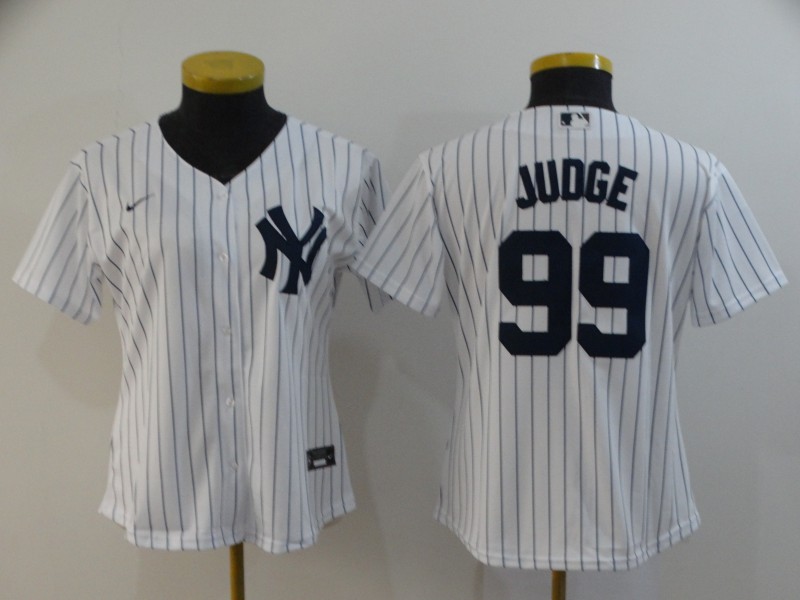Personalized Women Yankees 99 Aaron Judge White Women 2020 Cool Base Jersey