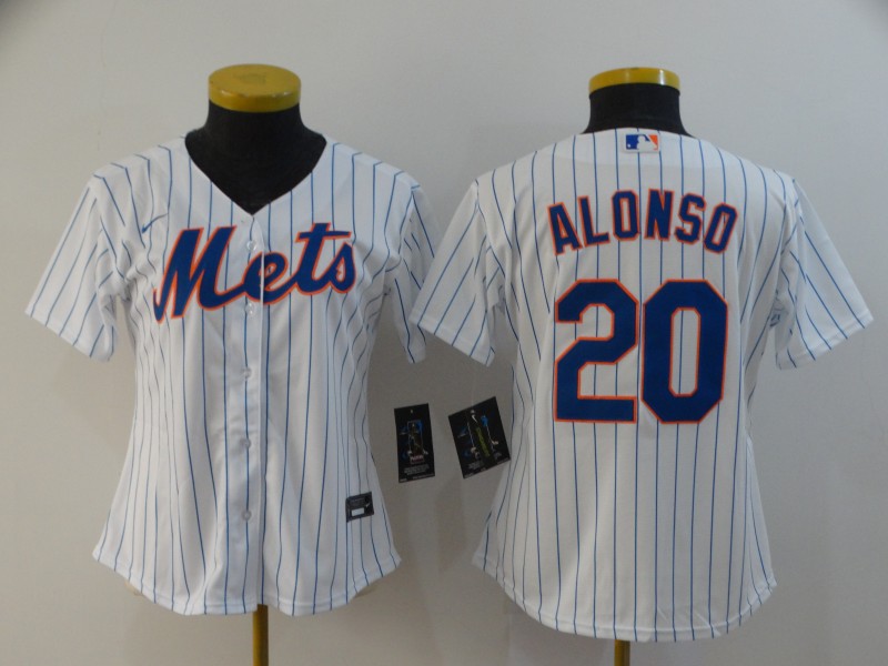 Personalized Women Mets 20 Pete Alonso White Women 2020 Flexbase Jersey