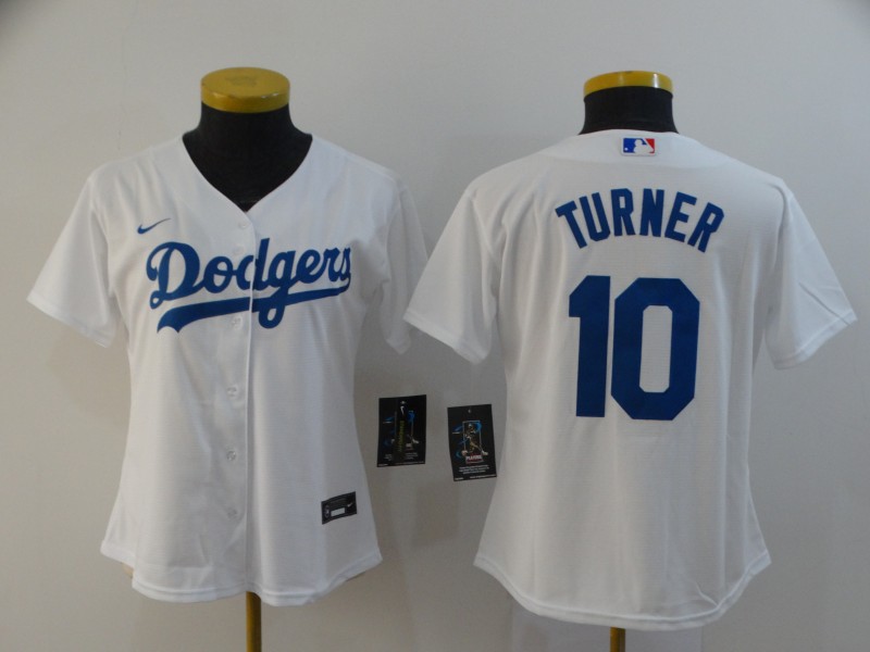 Personalized Women Dodgers 10 Justin Turner White Women 2020 Cool Base Jersey