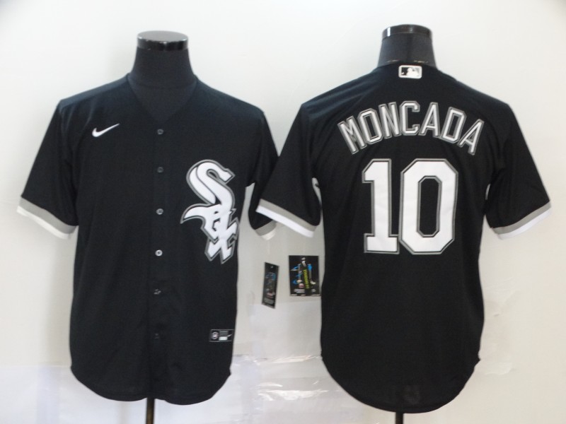 Personalized White Sox 10 Yoan Moncada Black Cool Base Jersey