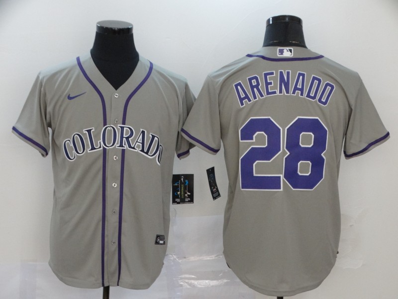 Personalized Rockies 28 Nolan Arenado Gray 2020 Cool Base Jersey