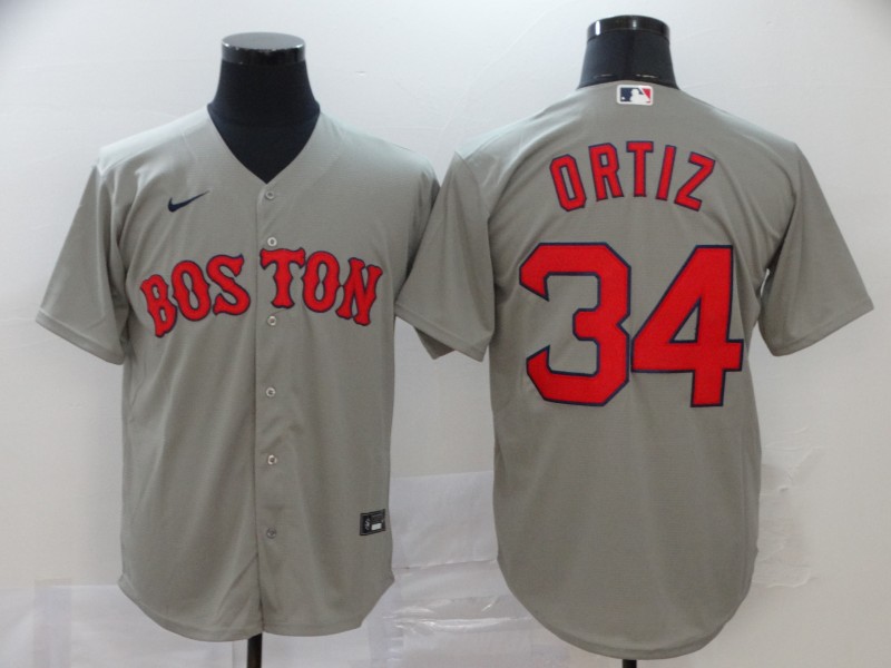 Personalized Red Sox 34 David Ortiz Gray 2020 Cool Base Jersey
