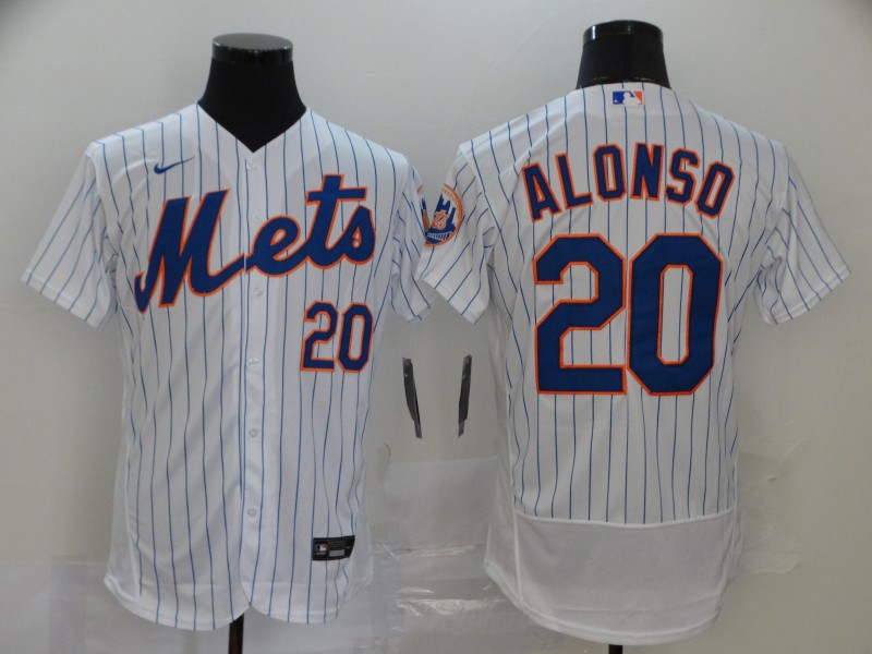 Personalized Mets 20 Pete Alonso White 2020 Flexbase Jersey