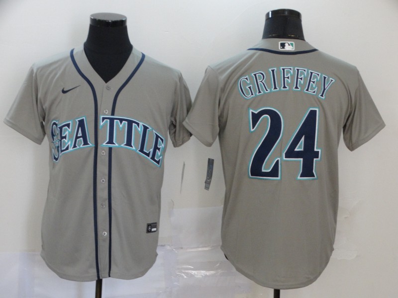 Personalized Mariners 24 Ken Griffey Jr. Gray 2020 Cool Base Jersey