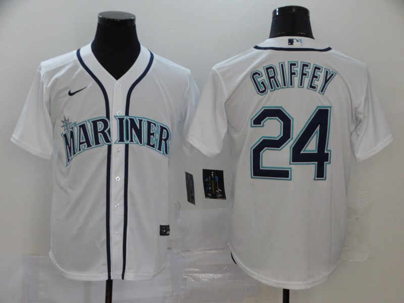Personalized Mariners 24 Ken Griffey Jr. White 2020 Cool Base Jersey