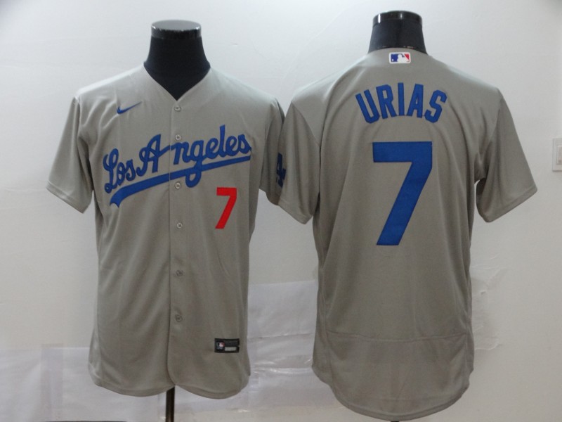 Personalized Dodgers 7 Julio Urias Gray 2020 Flexbase Jersey