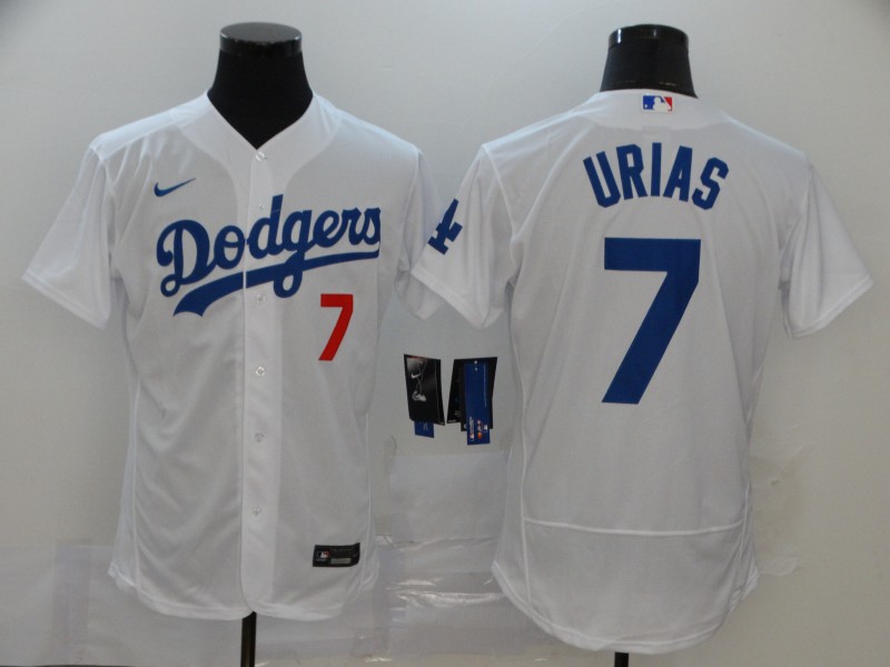 Personalized Dodgers 7 Julio Urias White 2020 Flexbase Jersey