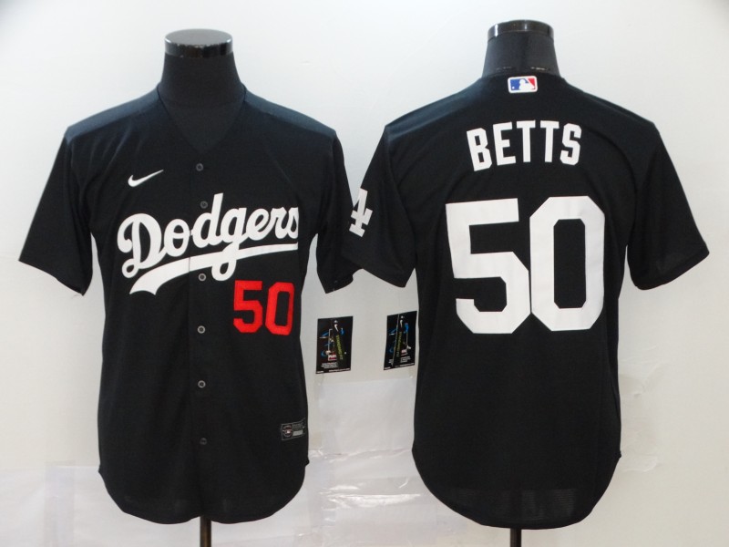 Personalized Dodgers 50 Mookie Betts Black 2020 Flexbase Jersey