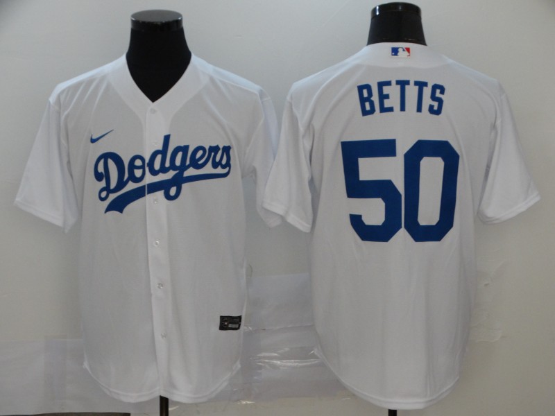 Personalized Dodgers 50 Mookie Betts White 2020 Cool Base Jersey