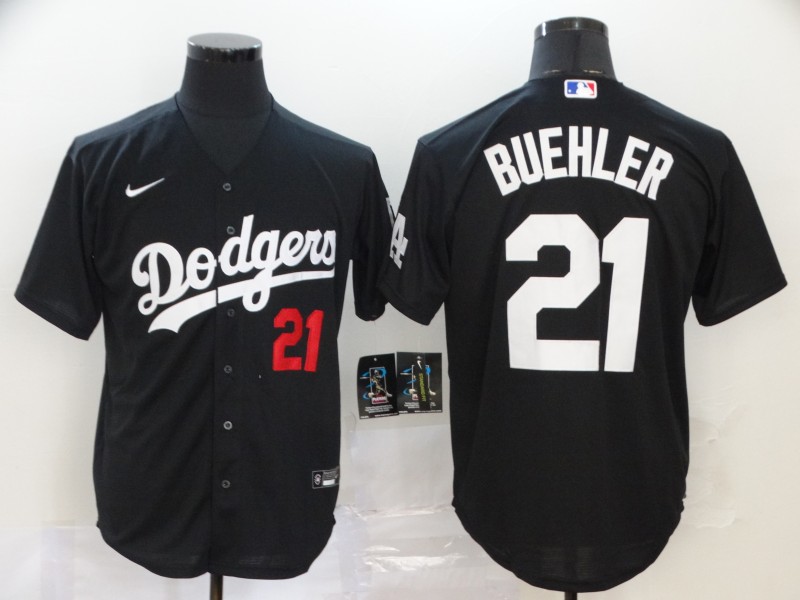 Personalized Dodgers 21 Walker Buehler Black 2020 Cool Base Jersey