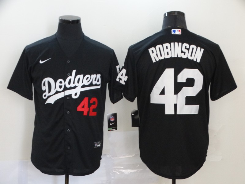 Personalized Dodgers 42 Jackie Robinson Black 2020 Cool Base Jersey