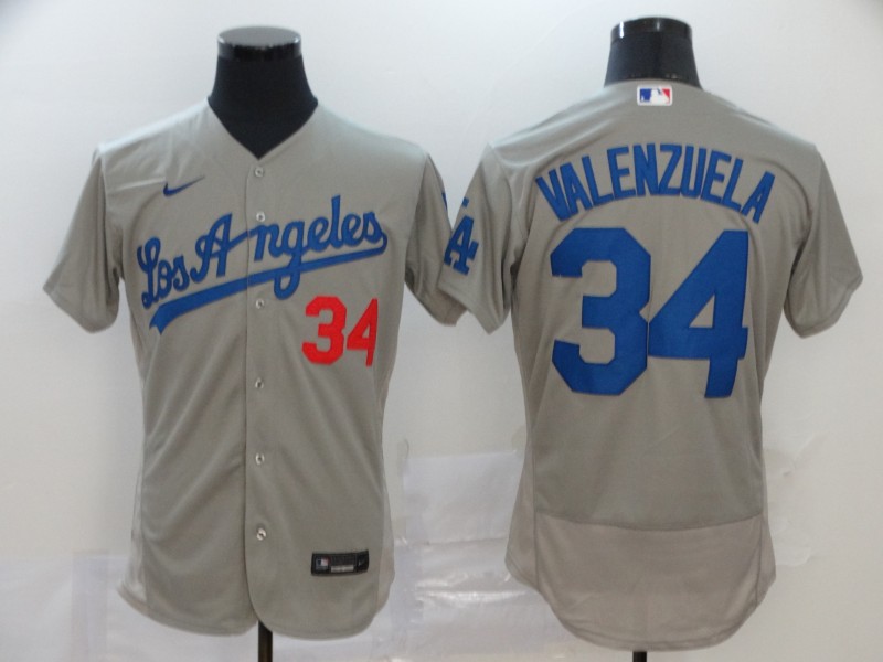 Personalized Dodgers 34 Fernando Valenzuela Gray 2020 Flexbase Jersey