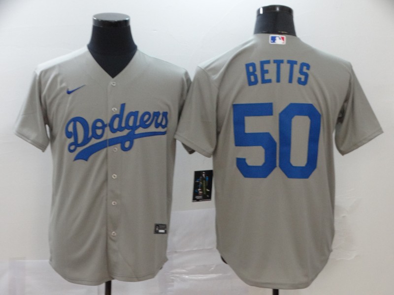 Personalized Dodgers 50 Mookie Betts Royal Gray 2020 Cool Base Jersey