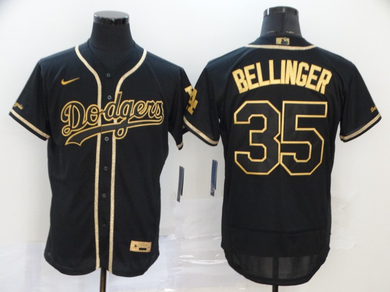 Personalized Dodgers 35 Cody Bellinger Black Gold 2020 Flexbase Jersey