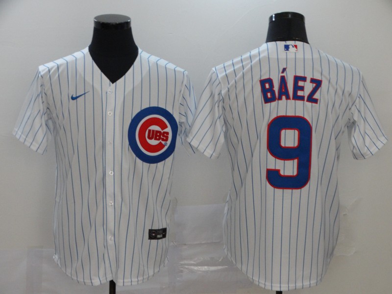 Personalized Cubs 9 Javier Baez White 2020 Cool Base Jersey