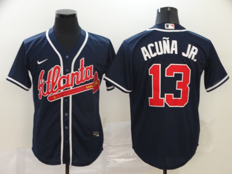 Personalized Braves 13 Ronald Acuna Jr. Navy 2020 Cool Base Jersey
