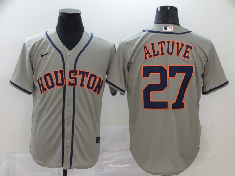 Personalized Astros 27 Jose Altuve Gray 2020 Cool Base Jersey