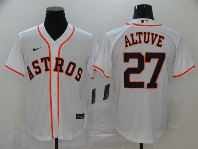 Personalized Astros 27 Jose Altuve White 2020 Cool Base Jersey