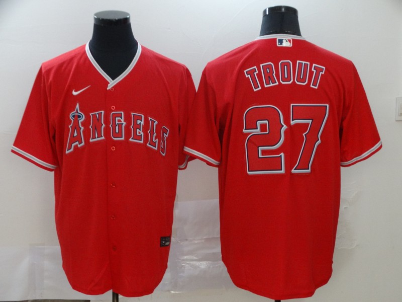 Personalized Angels 27 Mike Trout Red 2020 Cool Base Jersey