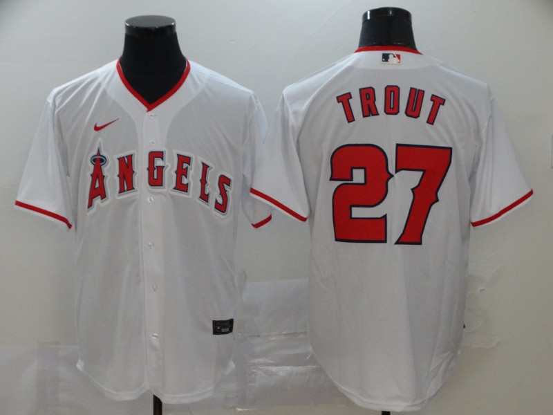 Personalized Angels 27 Mike Trout White 2020 Cool Base Jersey