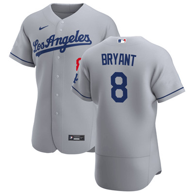 Personalized Dodgers #8 Kobe Bryant Gray Flexbase Jersey